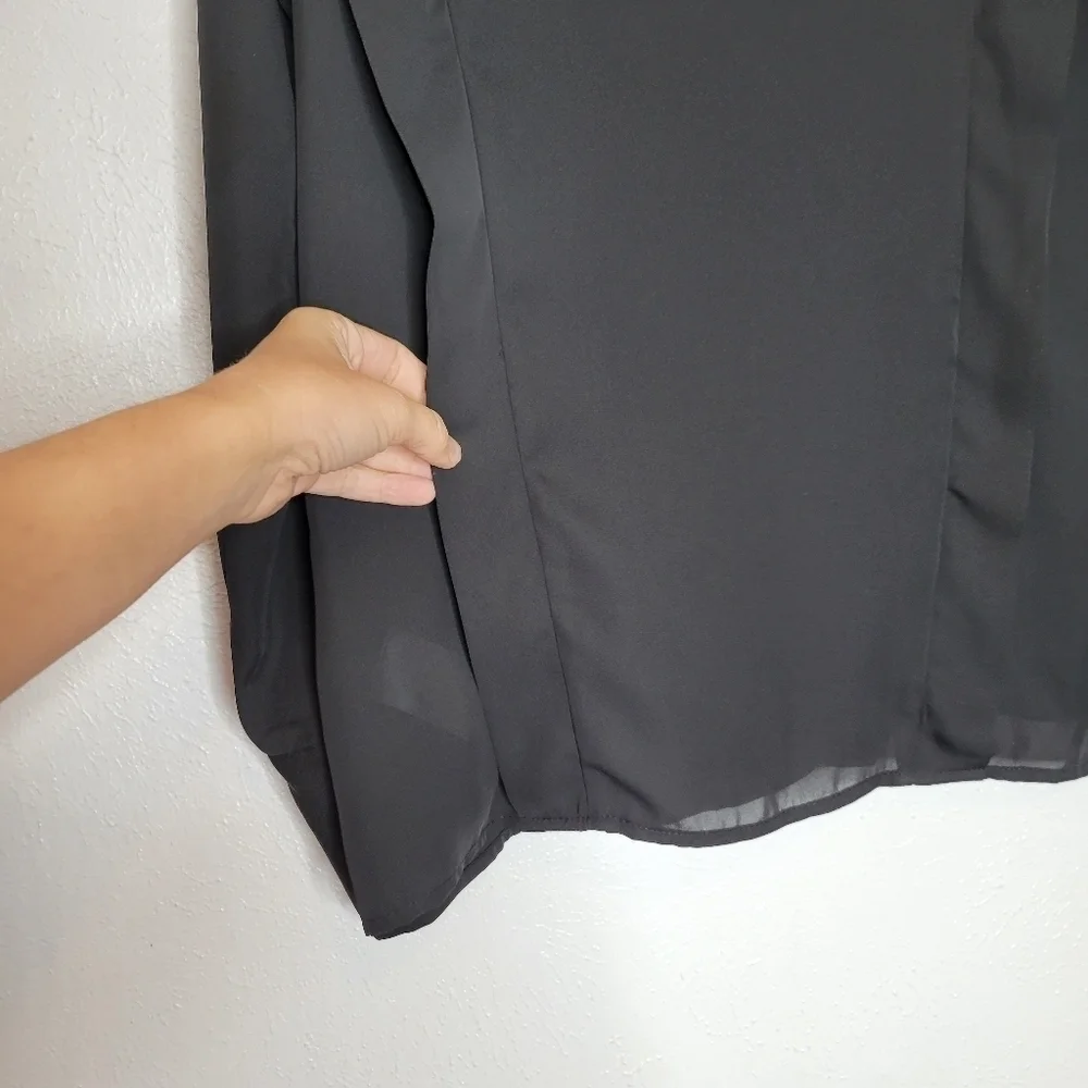 Laundry by Shelli Segal Sheer Black Button-up Shirt Women's Size Small New - Picture 13 of 15